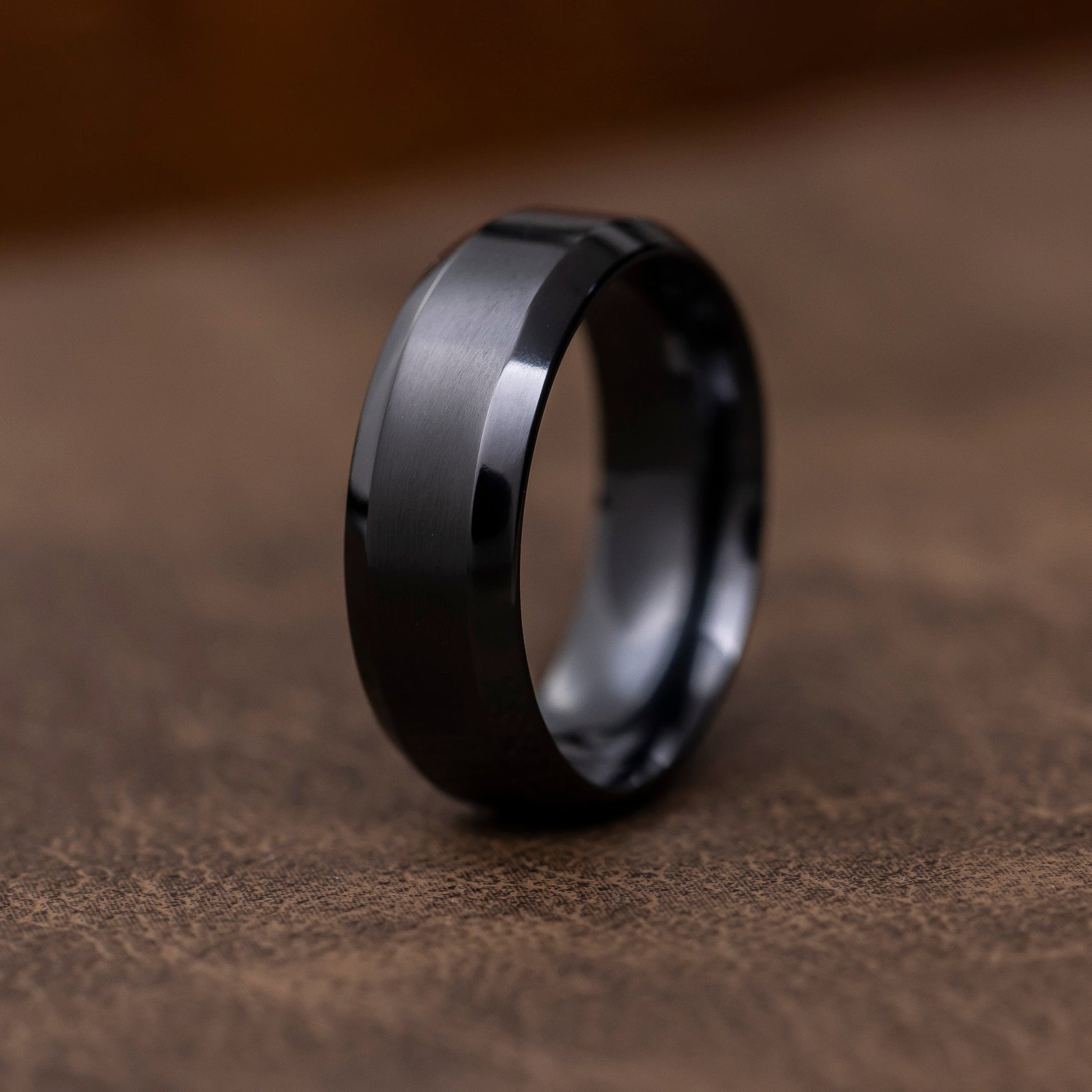 Wedding Band Bague Homme Titane Noir L'élégance De Minuit